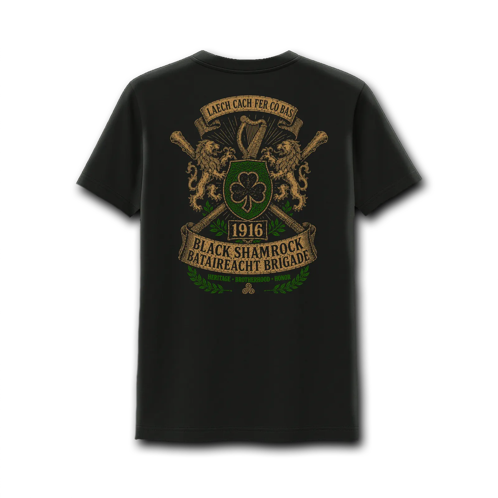 Black Shamrock Bataireacht Warrior T-Shirt - Image 3